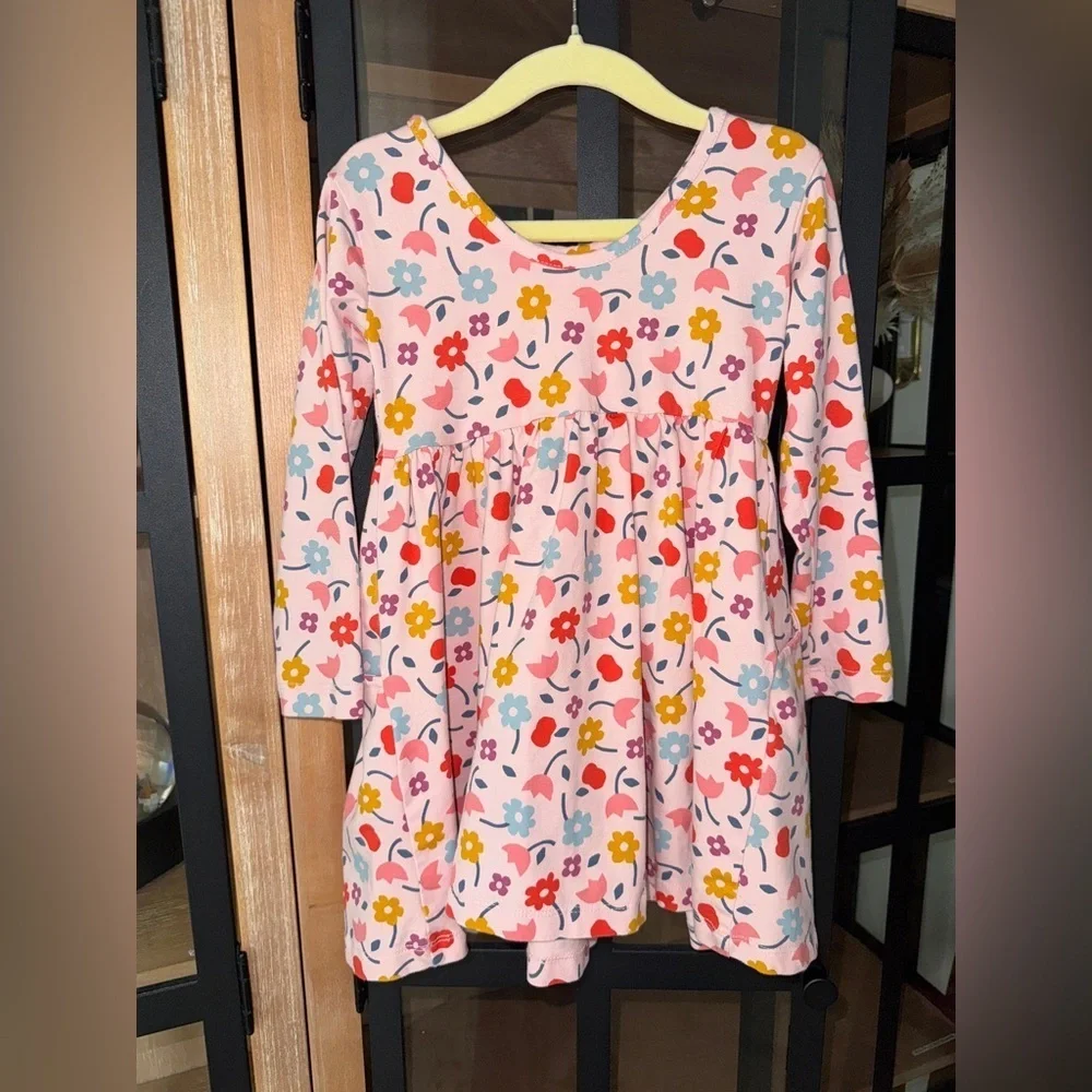 Hanna Andersson long sleeve skater dress pockets Floral Confetti print toddler